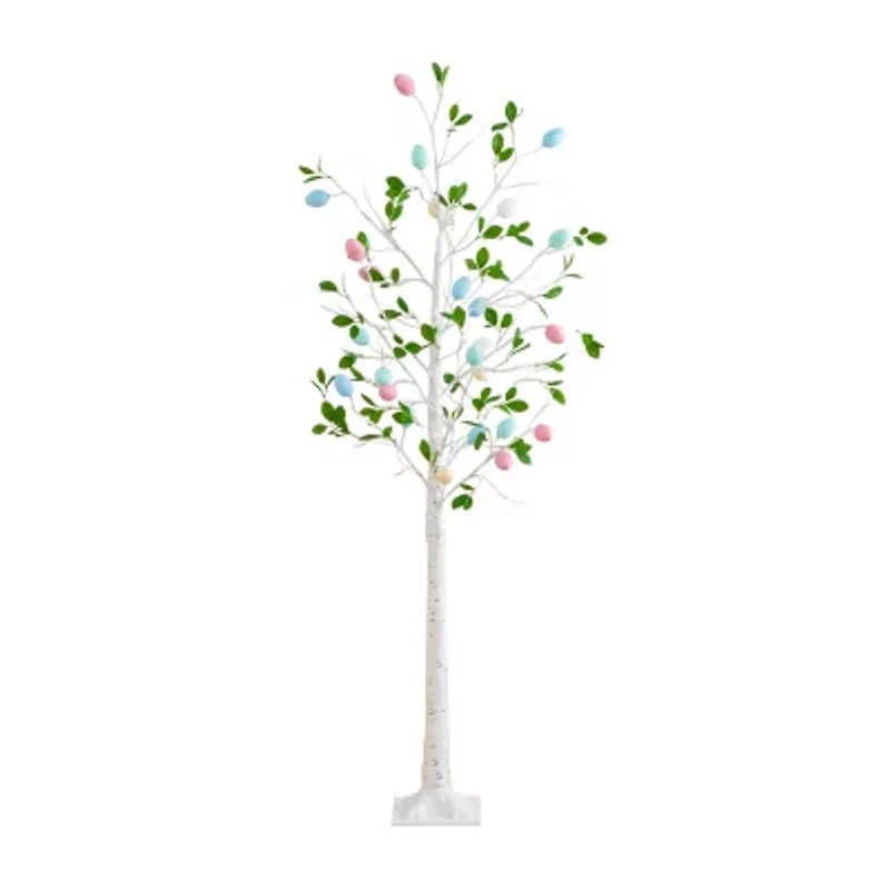 Nearly Natural 6ft Blooming Easter Egg Twig Indoor Artificial Tree