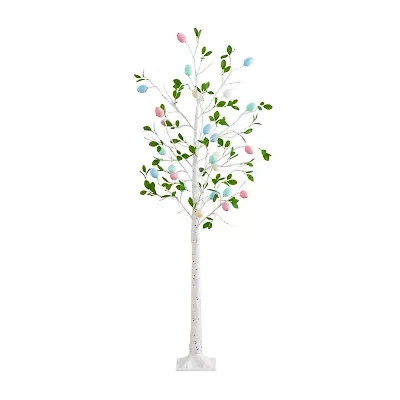 Nearly Natural 6ft Blooming Easter Egg Twig Indoor Artificial Tree