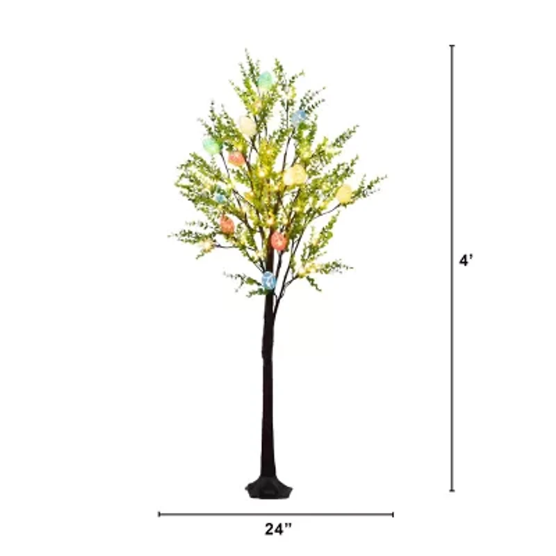 Nearly Natural 4ft Easter Egg Twig With Greens Lighted Indoor Artificial Tree