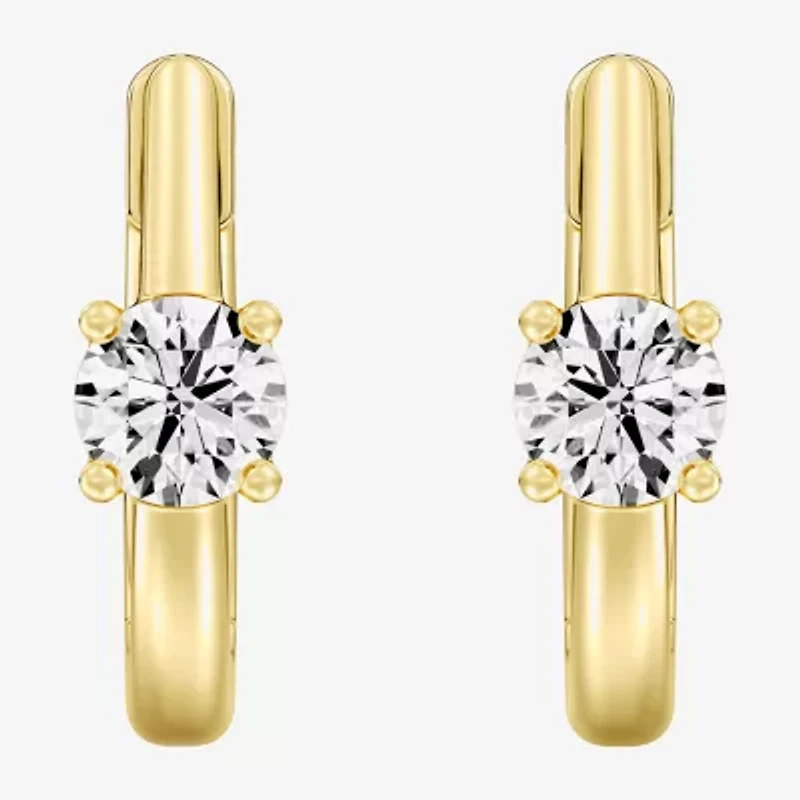 (F/Si1-Si2) Womens 5/8 CT. T.W. Lab Grown White Diamond 14K Gold Over Silver 15.2mm Round Hoop Earrings