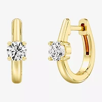 (F/Si1-Si2) Womens 5/8 CT. T.W. Lab Grown White Diamond 14K Gold Over Silver 15.2mm Round Hoop Earrings