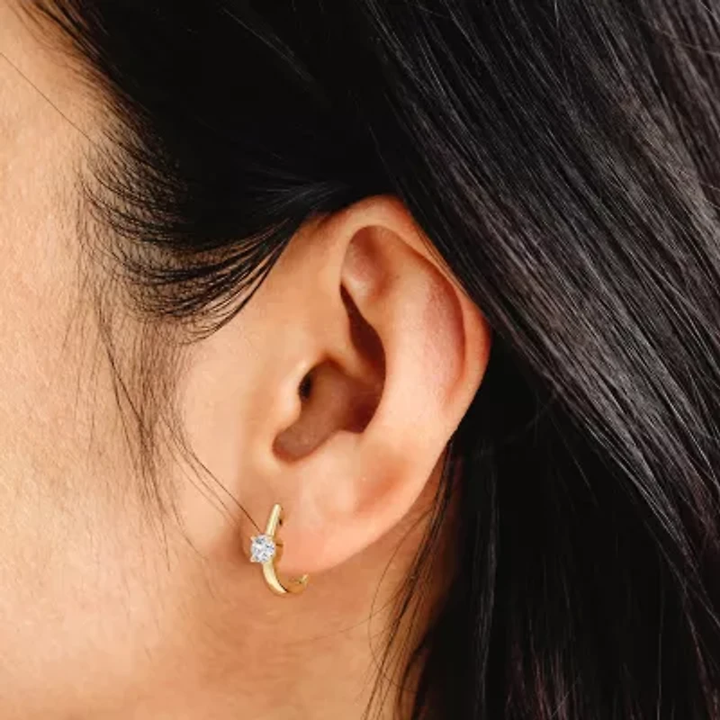 (F/Si1-Si2) Womens 5/8 CT. T.W. Lab Grown White Diamond 14K Gold Over Silver 15.2mm Round Hoop Earrings