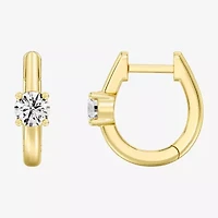 (F/Si1-Si2) Womens 5/8 CT. T.W. Lab Grown White Diamond 14K Gold Over Silver 15.2mm Round Hoop Earrings