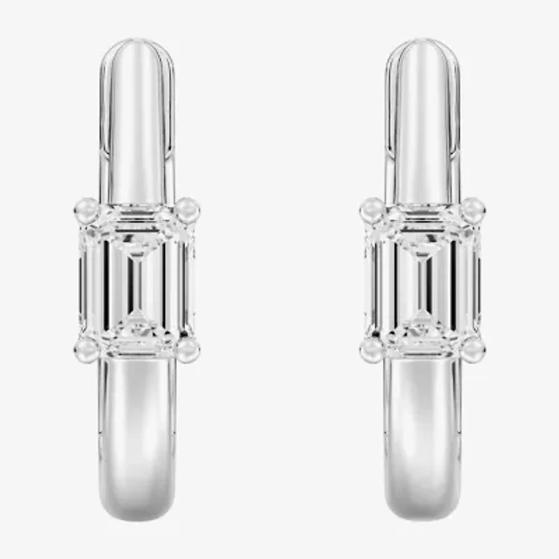 (F/Si1-Si2) Womens 5/8 CT. T.W. Lab Grown White Diamond 14K Gold Over Silver 15.2mm Hoop Earrings