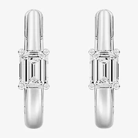 (F/Si1-Si2) Womens 5/8 CT. T.W. Lab Grown White Diamond 14K Gold Over Silver 15.2mm Hoop Earrings