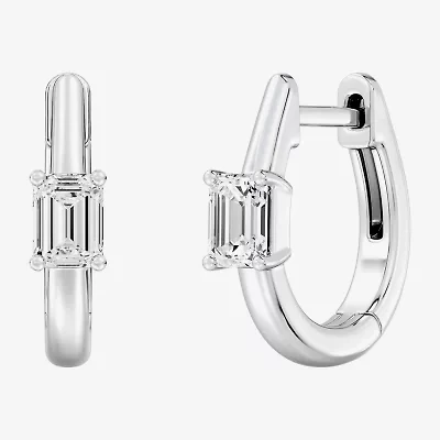 (F/Si1-Si2) Womens 5/8 CT. T.W. Lab Grown White Diamond 14K Gold Over Silver 15.2mm Hoop Earrings