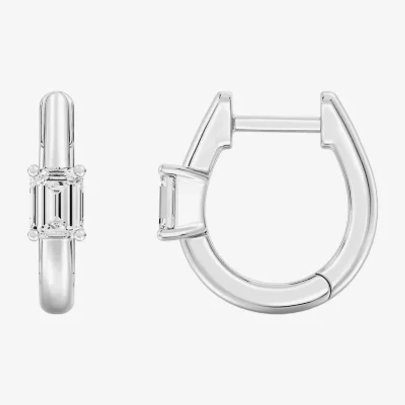 (F/Si1-Si2) Womens 5/8 CT. T.W. Lab Grown White Diamond 14K Gold Over Silver 15.2mm Hoop Earrings