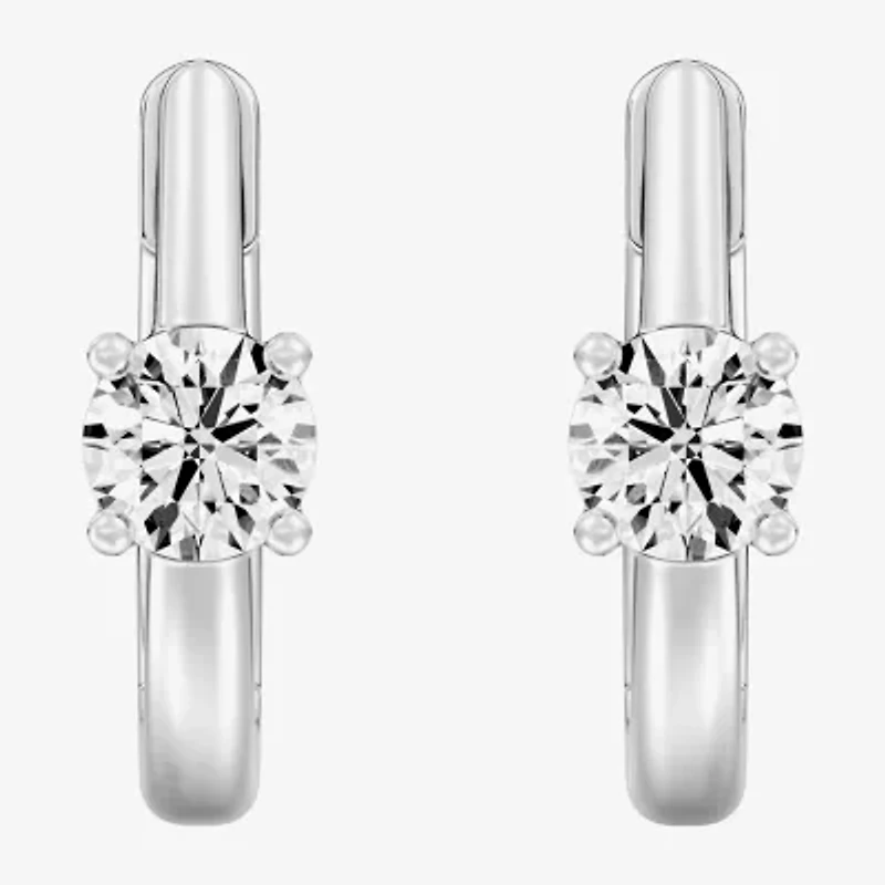 (F/Si1-Si2) Womens 5/8 CT. T.W. Lab Grown White Diamond 14K Gold Over Silver 15.2mm Round Hoop Earrings