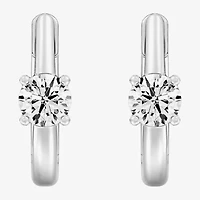 (F/Si1-Si2) Womens 5/8 CT. T.W. Lab Grown White Diamond 14K Gold Over Silver 15.2mm Round Hoop Earrings