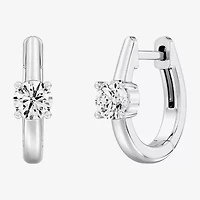 (F/Si1-Si2) Womens 5/8 CT. T.W. Lab Grown White Diamond 14K Gold Over Silver 15.2mm Round Hoop Earrings