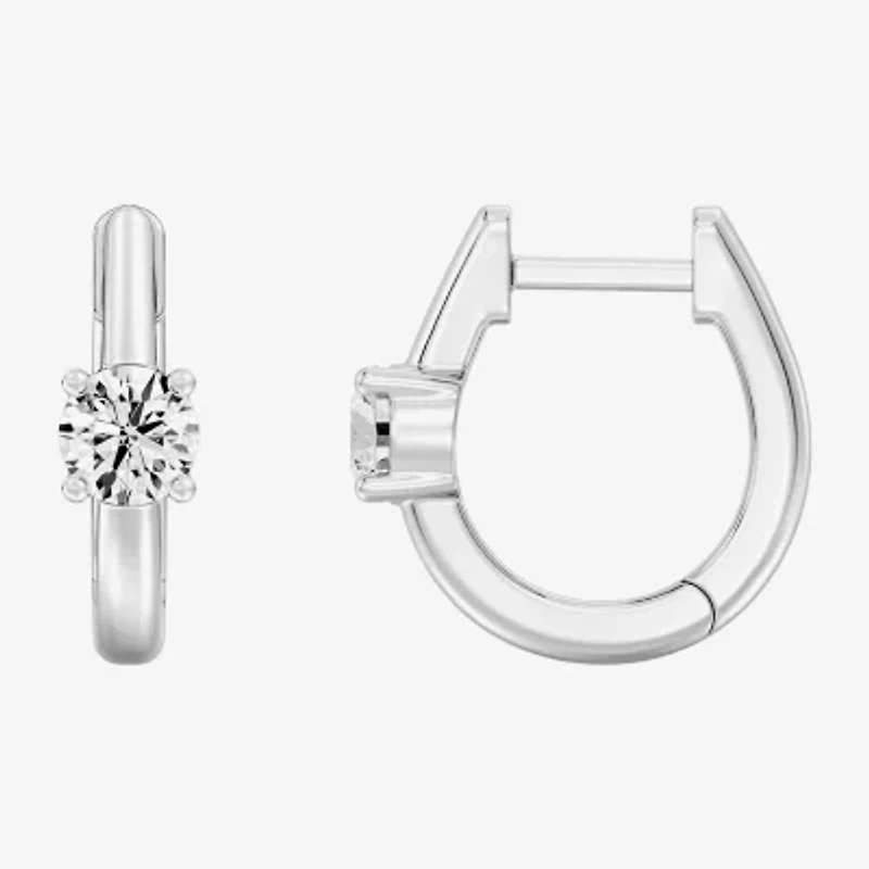 (F/Si1-Si2) Womens 5/8 CT. T.W. Lab Grown White Diamond 14K Gold Over Silver 15.2mm Round Hoop Earrings