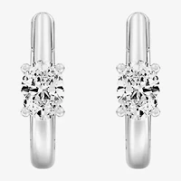 (F/Si1-Si2) Womens 5/8 CT. T.W. Lab Grown White Diamond 14K Gold Over Silver 15.2mm Oval Hoop Earrings