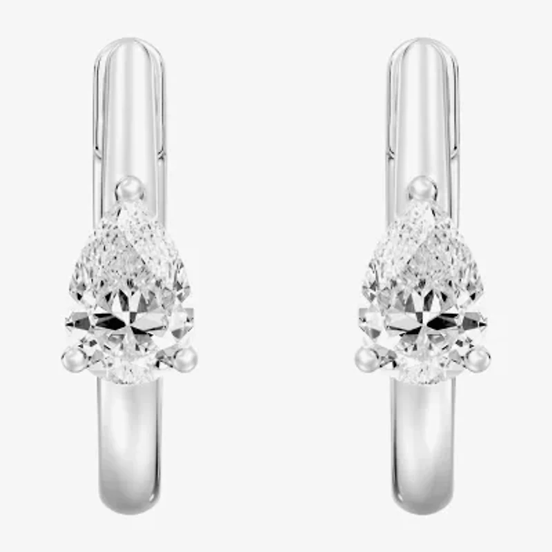(F/Si1-Si2) Womens 5/8 CT. T.W. Lab Grown White Diamond 14K Gold Over Silver 15.3mm Pear Hoop Earrings