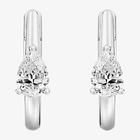 (F/Si1-Si2) Womens 5/8 CT. T.W. Lab Grown White Diamond 14K Gold Over Silver 15.3mm Pear Hoop Earrings