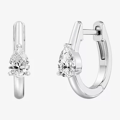 (F/Si1-Si2) Womens 5/8 CT. T.W. Lab Grown White Diamond 14K Gold Over Silver 15.3mm Pear Hoop Earrings