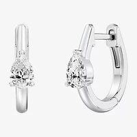 (F/Si1-Si2) Womens 5/8 CT. T.W. Lab Grown White Diamond 14K Gold Over Silver 15.3mm Pear Hoop Earrings