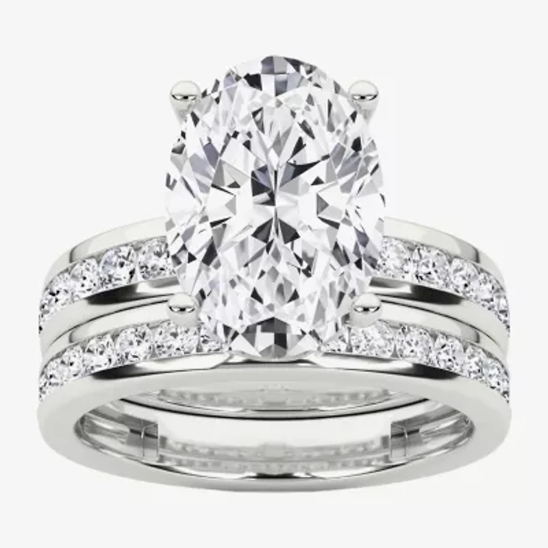 Grown Gorgeous (F / Vs2) Womens / CT. T.W. Lab White Diamond 14K Gold Oval Side Stone Bridal Set