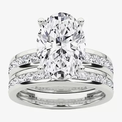 Grown Gorgeous (F / Vs2) Womens / CT. T.W. Lab White Diamond 14K Gold Oval Side Stone Bridal Set