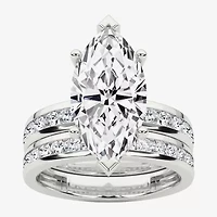 Grown Gorgeous (F / Vs2) Womens 4 / Ct. T.W. Lab White Diamond 14K Gold Marquise Side Stone Bridal Set