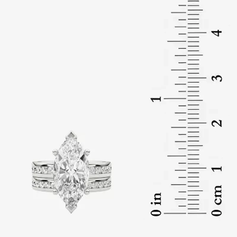 Grown Gorgeous (F / Vs2) Womens 4 / Ct. T.W. Lab White Diamond 14K Gold Marquise Side Stone Bridal Set