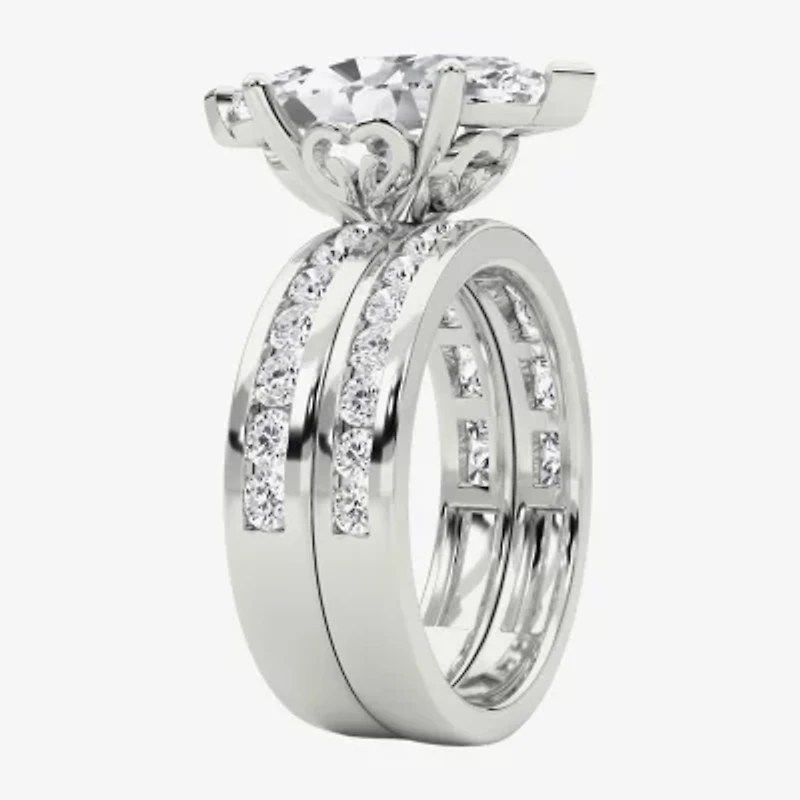 Grown Gorgeous (F / Vs2) Womens 4 / Ct. T.W. Lab White Diamond 14K Gold Marquise Side Stone Bridal Set
