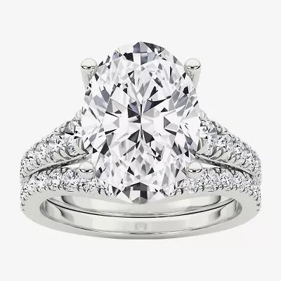 Grown Gorgeous (F / Vs2) Womens 5/ Ct. T.W. Lab White Diamond 14K Gold Oval Side Stone Bridal Set