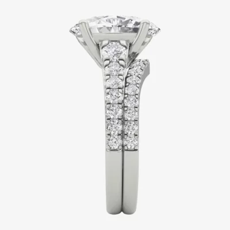 Grown Gorgeous (F / Vs2) Womens 5/ Ct. T.W. Lab White Diamond 14K Gold Oval Side Stone Bridal Set