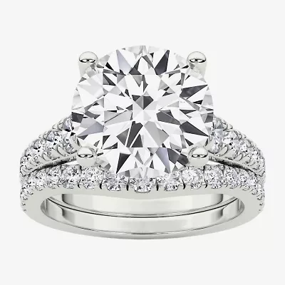Grown Gorgeous (F / Vs2) Womens 4 5/8 Ct. T.W. Lab White Diamond 14K Gold Round Side Stone Bridal Set