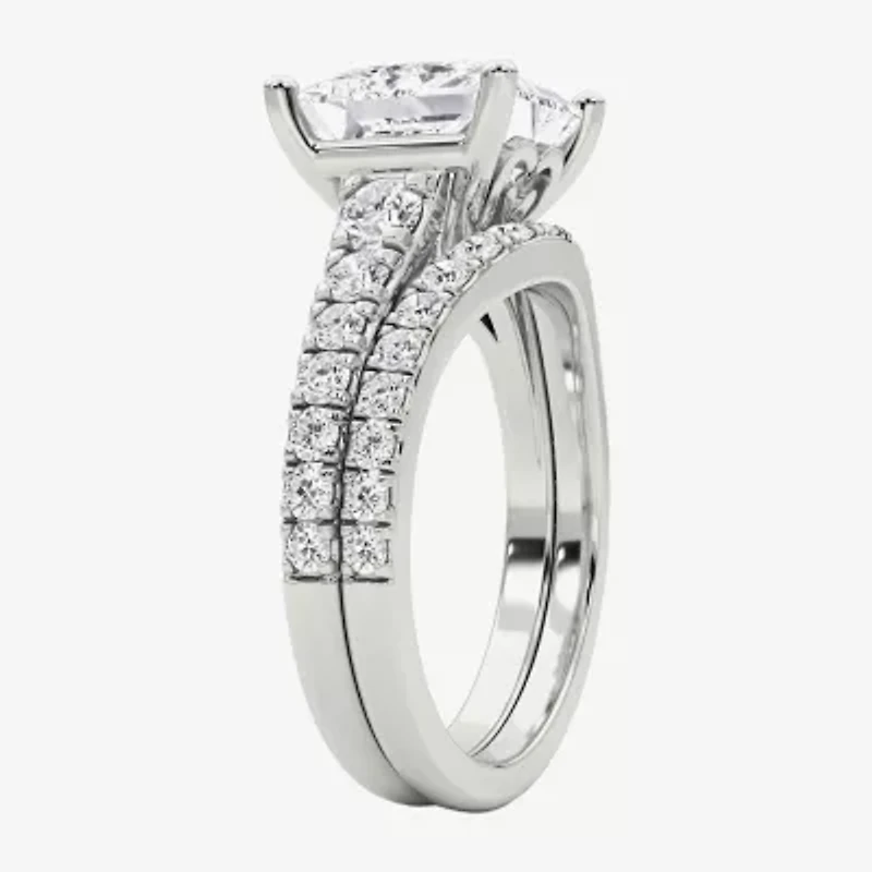Grown Gorgeous (F / Vs2) Womens 4 5/8 Ct. T.W. Lab White Diamond 14K Gold Side Stone Bridal Set