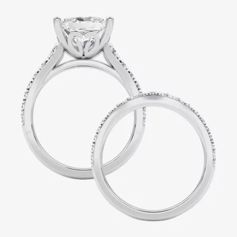 Grown Gorgeous (F / Vs2) Womens 4 5/8 Ct. T.W. Lab White Diamond 14K Gold Side Stone Bridal Set