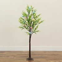 Nearly Natural 4ft Easter Egg Twig With Greens Lighted Indoor Artificial Tree