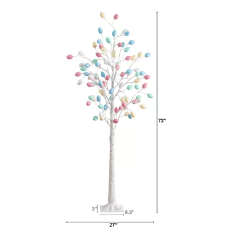 Nearly Natural 6ft Easter Twig Lighted Indoor Artificial Tree