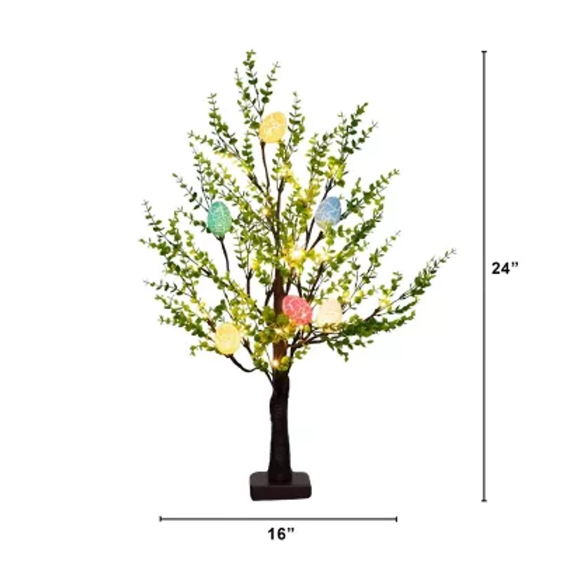 Nearly Natural 2ft Easter Egg Twig With Greens Indoor Artificial Tree