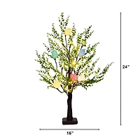 Nearly Natural 2ft Easter Egg Twig With Greens Indoor Artificial Tree