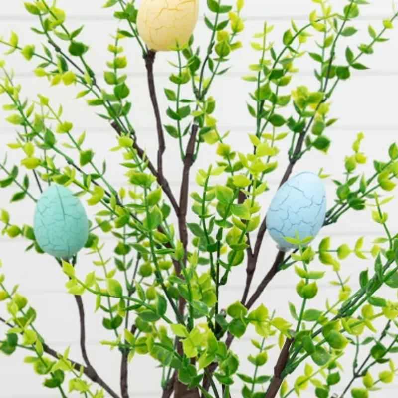 Nearly Natural 2ft Easter Egg Twig With Greens Indoor Artificial Tree