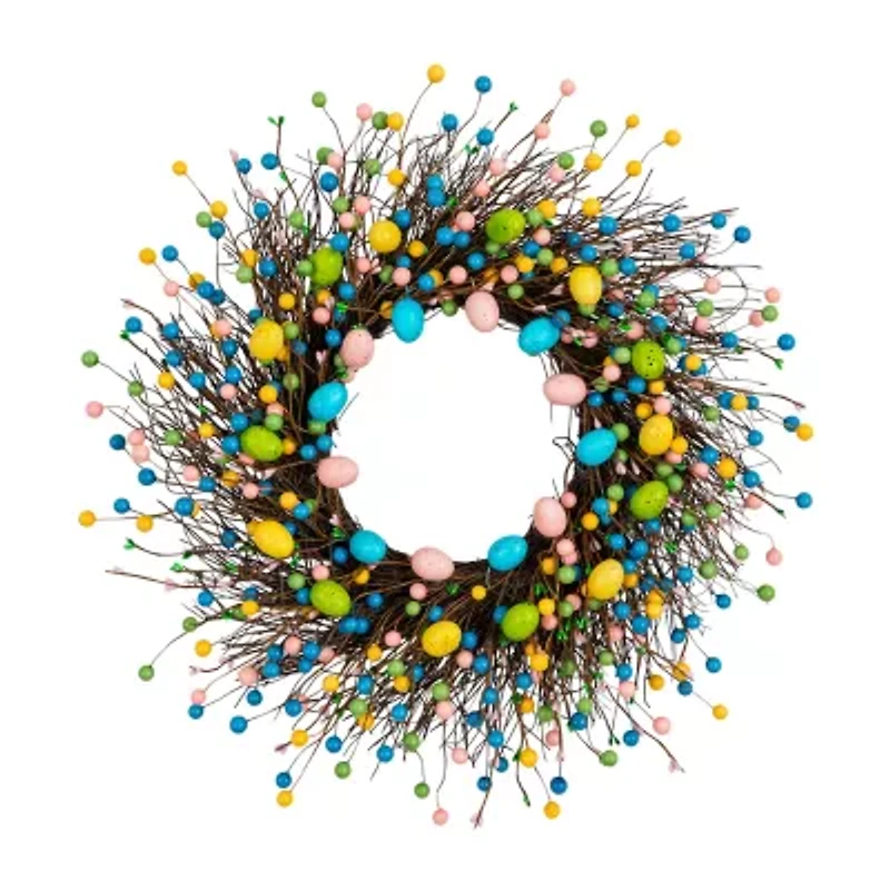 Nearly Natural 24" Easter Egg Twig Wreath