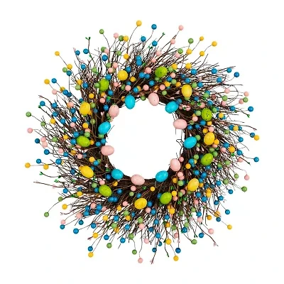 Nearly Natural 24" Easter Egg Twig Wreath