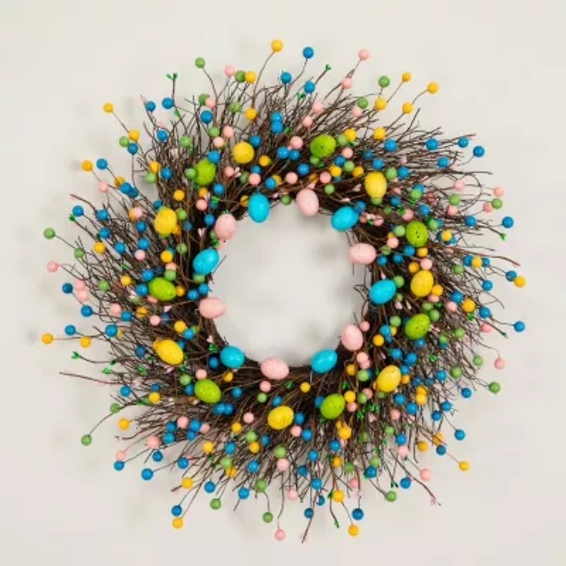 Nearly Natural 24" Easter Egg Twig Wreath