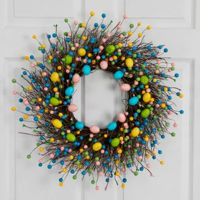 Nearly Natural 24" Easter Egg Twig Wreath