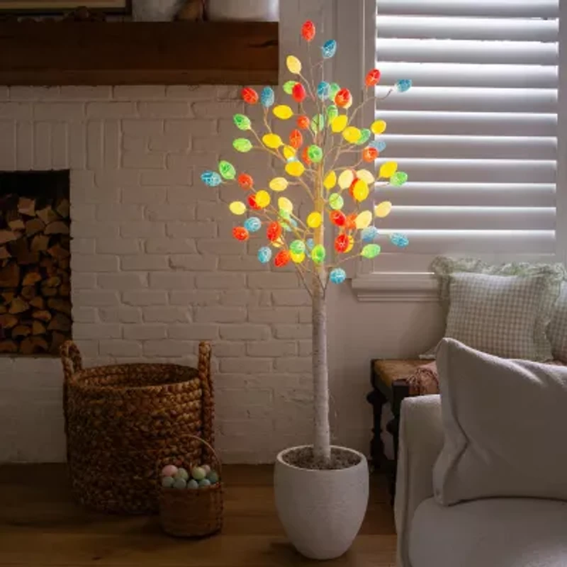 Nearly Natural 5ft Easter Twig Lighted Indoor Artificial Tree