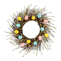 Nearly Natural 20" Pastel Easter Egg Twig Wreath