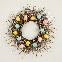 Nearly Natural 20" Pastel Easter Egg Twig Wreath