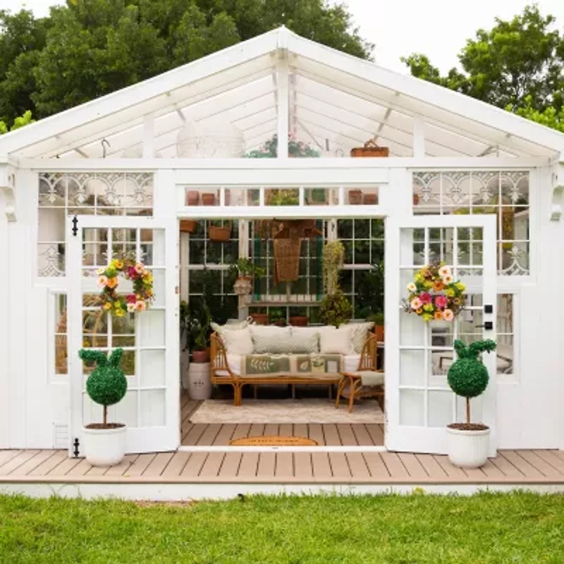 Nearly Natural 2-pc. 2ft Bunny Boxwood Topiary With Integrated Ground Stake Artificial Plant