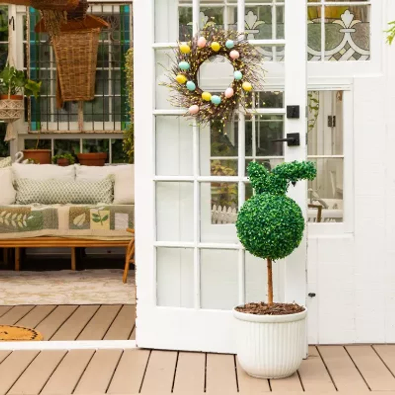 Nearly Natural 2-pc. 2ft Bunny Boxwood Topiary With Integrated Ground Stake Artificial Plant