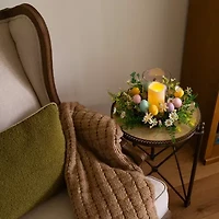 Nearly Natural 8" Candle Holder Artificial Flowers
