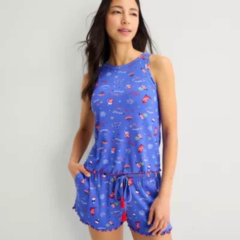 Jaclyn Womens Round Neck Sleeveless 2-pc. Pajama Set