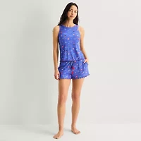 Jaclyn Womens Round Neck Sleeveless 2-pc. Pajama Set