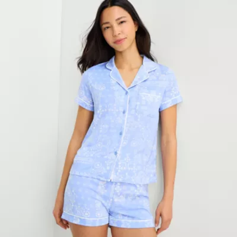 Jaclyn Womens Short Sleeve 2-pc. Pajama Set
