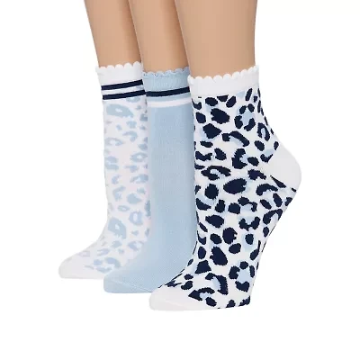 Mixit Womens Multi-Pack 3 Pair Quarter Ankle Socks