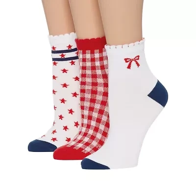 Mixit Womens Multi-Pack 3 Pair Quarter Ankle Socks